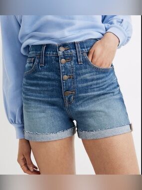 Madewell High Rise Button Fly Denim Shorts 27